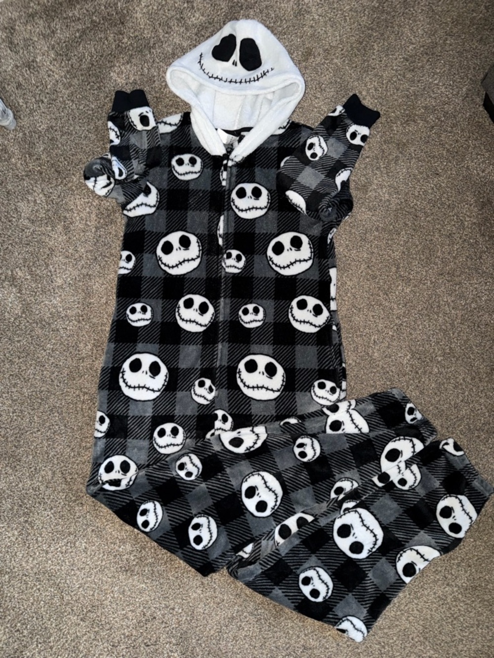 “Jack Skeleton” one piece pajama with Hood